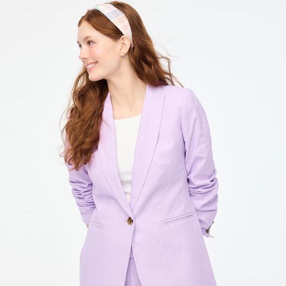 J. Crew Blazer Jacket Linen Blend One Button Dried Lavender NWT Petite Size 12P - Picture 1 of 11